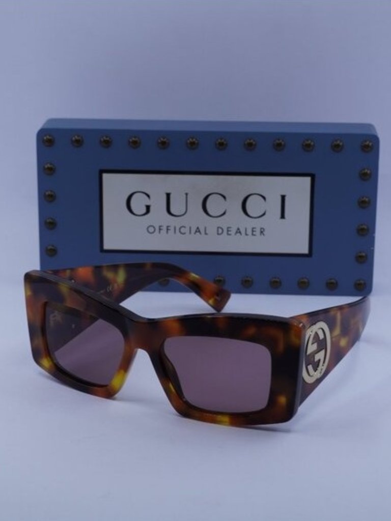 Gucci Gg1842s 003 Square Sunglasses - Havana\Lilac